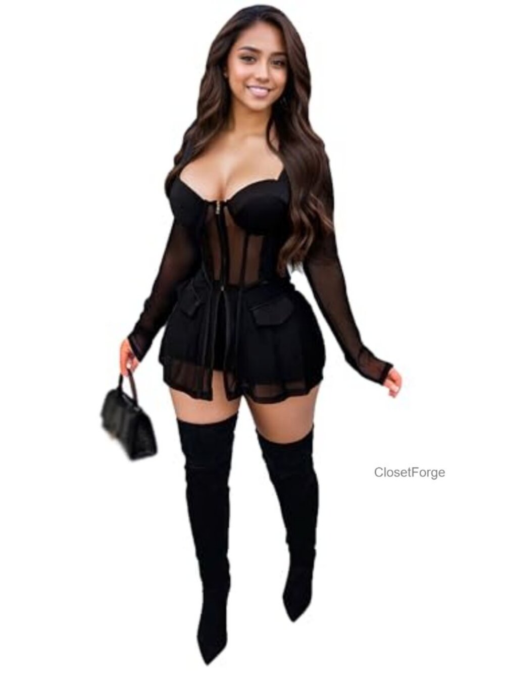 Sexy Two Piece Set Jumpsuit Romper Clubwear Bodycon Long Sleeve Party Outfit